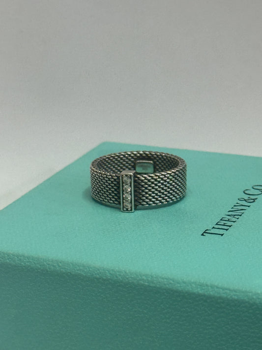 Anillo Mesh con diamantes