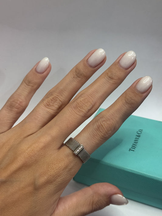 Anillo Mesh con diamantes