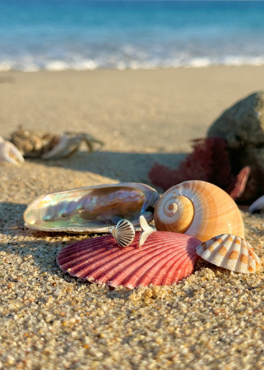 Anillo concha y cola sirena